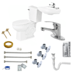 Paquete de WC Redondo + Lavabo + Accesorios de Instalación Ekon Básico II 62820 - Imagen 2