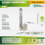 Bomba Sumergible Acero Inoxidable Tipo Bala 2 HP con Caja de Control 220V Igoto TBA220-2 - Imagen 5