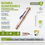 Bomba Sumergible Tipo Bala 1 HP con Capacitor Interno 127V Igoto TBIN69 - Imagen 4