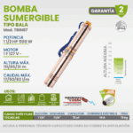 Bomba Sumergible Tipo Bala 1.5 HP con Capacitor Interno 127V Igoto TBIN87 - Imagen 4