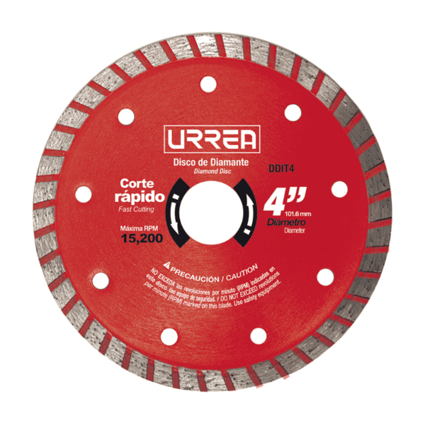 Disco de Diamante Turbo 4-1/2" Uso Industrial Urrea DDIT45
