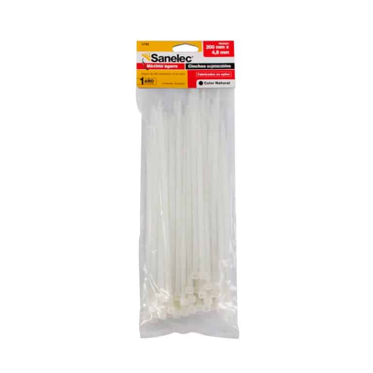 Cincho Pl stico Color Natural 4 8 X 200 Mm Bolsa Con 100 Piezas Sanelec 