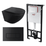Kit Tanque Oculto A101, Taza Suspendida WC15NEGRO y Pulsador M578 Tecnobath-Alcaplast PWCS19-SADRO