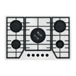 Parrilla Cristal Templado Blanco de 5 Quemadores Empotrable 76cm Nuur PARGA5VTB-L