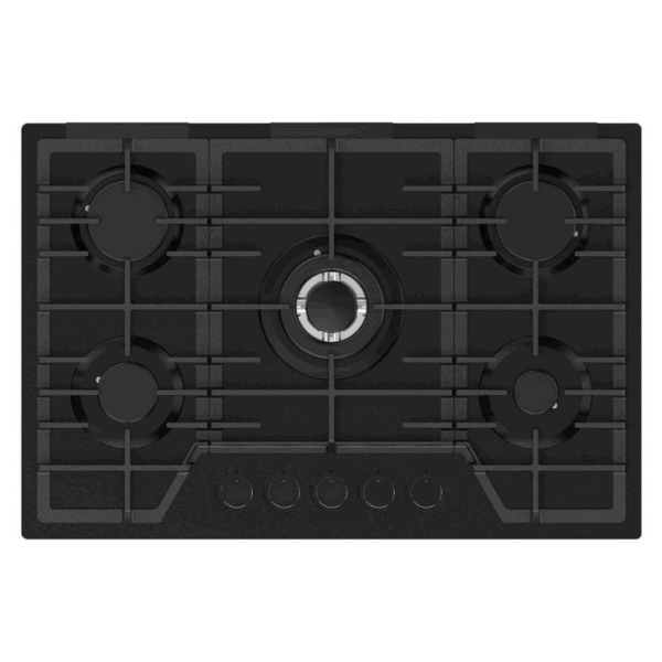 Parrilla Cristal Templado Negro Mate de 5 Quemadores Empotrable 76cm Nuur PARGA5VTM