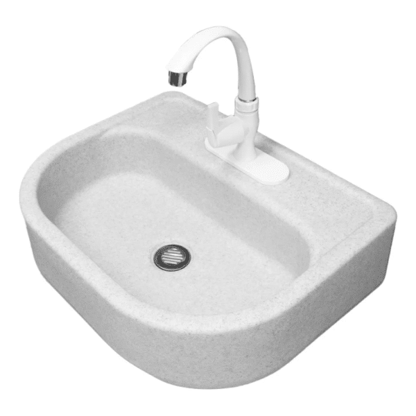 Lavabo de Plástico con Llave ABS + Kit de Instalación y Céspol Antiolores Fleximatic 2052