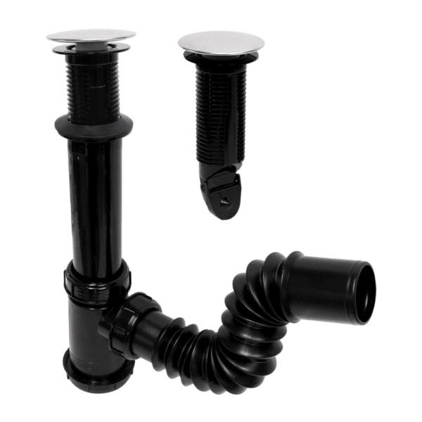 Céspol Flexible para Lavabo con Sistema Push Negro Fleximatic 2218NA