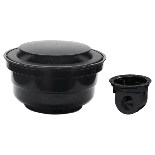 Coladera Universal con Push Redonda Minimalista Rejilla Acero Inoxidable Negro Fleximatic 2249N