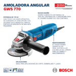 Esmeril Angular Profesional Eje M14 770W Bosch GWS 770 - Imagen 9