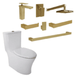 Paquete Duna Rivoli Monomandos + Regadera + Accesorios y WC One Piece Helvex DUNA-RIVOLI P