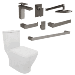 Paquete Titanium Capri Plus Monomandos + Regadera + Accesorios y WC One Piece Helvex TITANIUM-CAPRI P