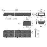 Drenaje Tipo Canal con Rejilla de Polipropileno para Garage 3 Piezas de 1 Metro Alcaplast AVZ112-G501 - Imagen 3