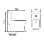 WC One Piece Cuadrado Blanco Ease Celite Roca 65EASE - Imagen 4