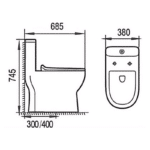 WC One Piece Alargado Blanco Eco Celite Roca 65ECO - Imagen 4