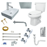 Paquete de WC Alargado + Lavabo + Monomando + Regadera + Accesorios de Instalación Ekon Elite II-R 62827 - Imagen 2