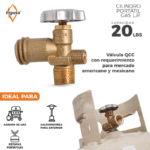 Cilindro Portátil para Gas 9 kg con Válvula QCC Ingusa - Imagen 7