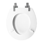 Asiento de Madera para WC Redondo Cierre Lento Frente Cerrado Blanco Bemis 526CHSLP - Imagen 3
